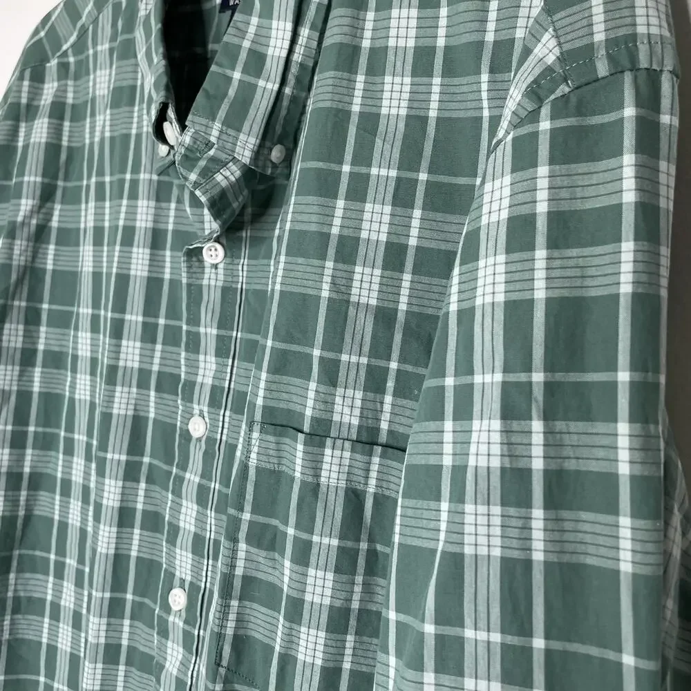 J Crew Shirt Mens 2XL Green Plaid Flex Washed Button Down Long Sleeve Casual NEW